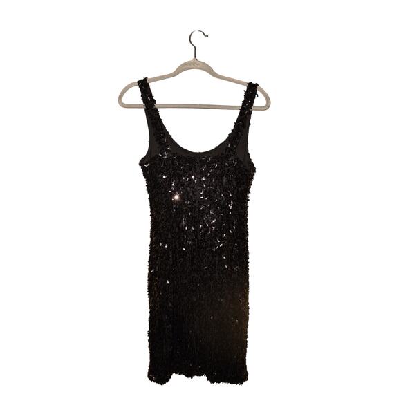 SUZI CHIN MAGGY BOUTIQUE $119 Black Sequin Scoop Neck Mini Tank‎ Dress Size 6 - Picture 2 of 5